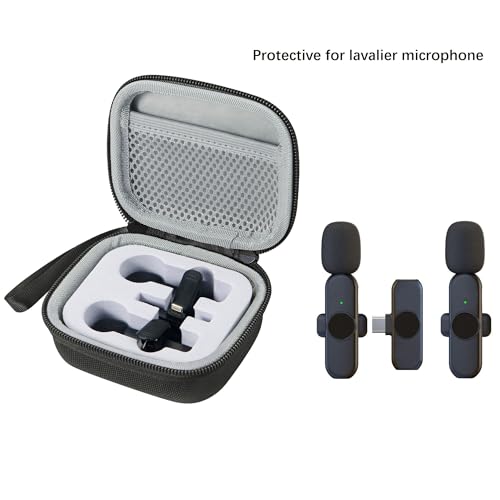 Portabe Wireless Mic Case Lav Mic Bag Audio Gear Travel Case for PQRQP/BOYA/MAYBESTA/Mini Mic Pro/Leettus/JUDKIOM/Bulatry/Caiord/SYNCO/MOVO Wireless Lav Microphone Lapel Mic Clip on Lapel Mic