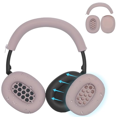 Adhiper XM6 Sweat Covers Accessories for Sony WH-1000XM6 - Rose Gray | Soft Silicone Case, 2-in-1 Headphone Cover with Earpad Covers & Headband Cover, Sweatproof & Easy to Clean & Secure Fit - color: Rose Gray