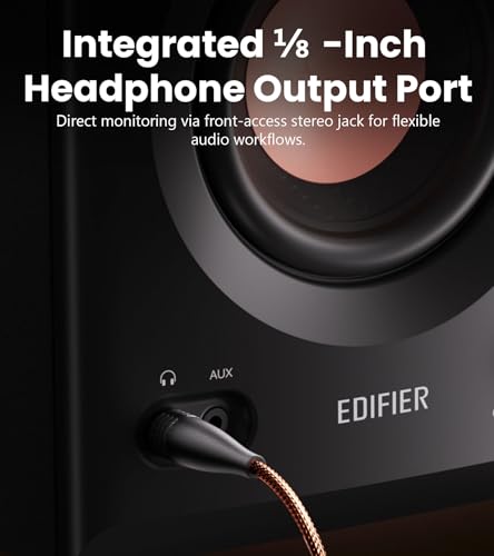 Edifier MR5 2.0 Studio Monitor Bookshelf Speakers, 110W RMS, Black | Hi-Res Audio, Bluetooth 6.0, 3-Way Active Design, Room Compensation, XLR/TRS/RCA Inputs, Home Studio & Music - color: Black