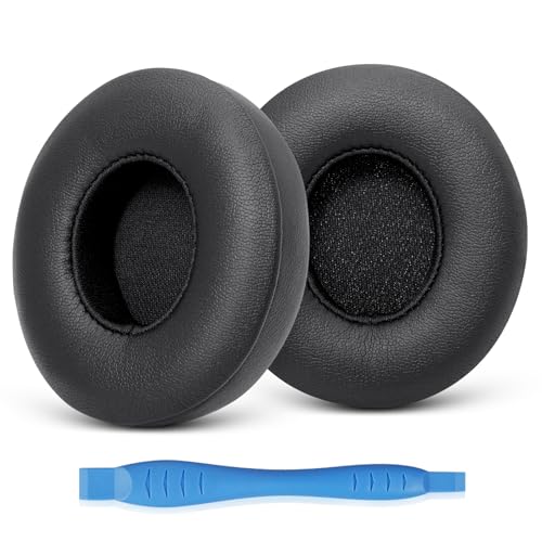 GEVO Ear Pads Replacement for Beats Solo 4 Wireless On-Ear Headphones, Earpads Ear Cushions for Solo 4 with Soft Protein Leather, Stronger Adhesive Backing (Black) - color: Black