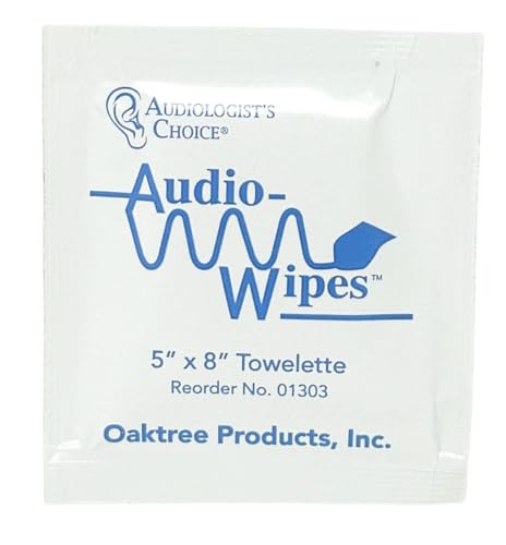 Audiologist's Choice Audio Wipes | 100 Individually Wrapped Towelettes | Alcohol-Free | Cleans, Removes Earwax & Sweat from Hearing Aids, Earmold, Airpods, Earbuds, in-Ear Monitors (IEMs)