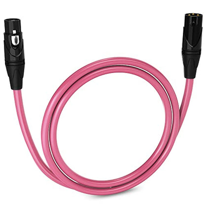 LyxPro 3 ft Balanced XLR Mic Cable, Male to Female, Pink - color: Pink, size: 3 Feet Straight