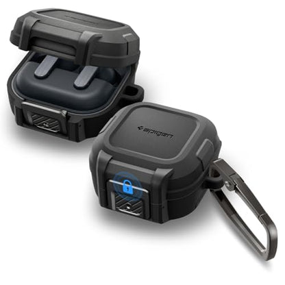 Spigen Lock Fit Designed for Galaxy Buds 4 Pro/Buds 4 Case (2026) | Secure Locking Clip, Dual-Layer Protection, Included Carabiner, Wireless Charging Compatible - Matte Black - size: Buds4 Pro / Buds 4