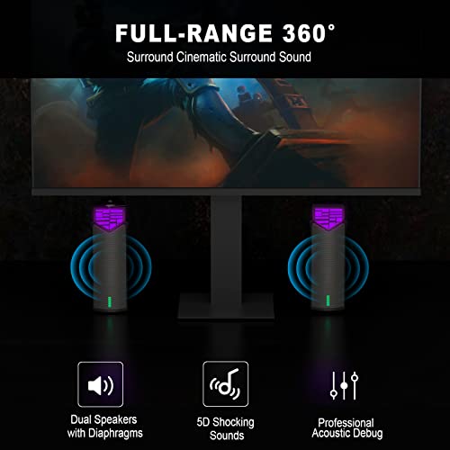 Smalody Gaming Speakers for PC, Computer Speakers for Desktop Monitor with Bluetooth, 2 in 1 Computer Speaker Soundbar, Can Be Split and Combined Freely | Versatile 2-in-1 gaming PC speaker that splits into dual towers or combines into a soundbar. Feature