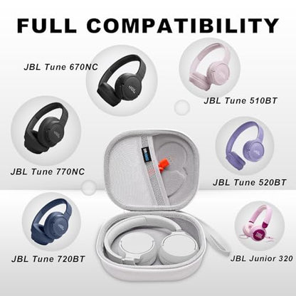 Hard Case for JBL Headphones, White | Compatible with JBL Junior 320/ 320BT/Junior 470NC/JR 460NC/ Tune 520BT 510BT 720BT 770NC 670NC/ Live 670NC 770NC Headphone - color: White