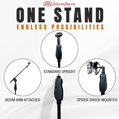 AxcessAbles One-Handed Quick Release Microphone Stand. 74" Height Clutch Adjustment Tripod Mic Stand with 35" Boom Arm. For Singing, Studio and Instruments (1-Pack) - size: 1-Pack