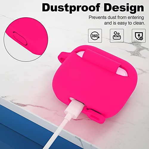 Compatible with AirPods 3 Case, Protective Silicone Cover for AirPods 3rd Generation Case 2021, Wireless Charging - Hot Pink - color: C-Hot Pink