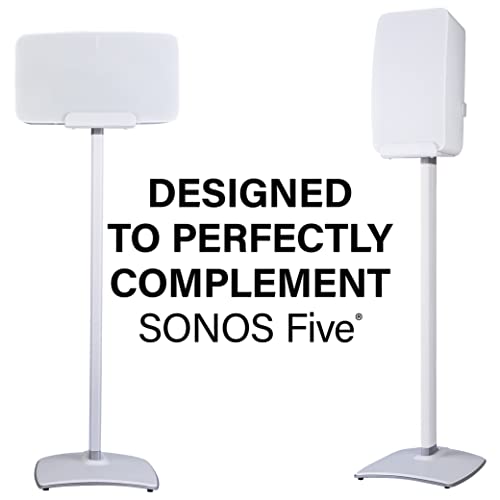 Sanus Wireless Speaker Stand for Sonos Five and Sonos Play:5 - Audio Enhancing Design for Vertical & Horizontal Audio with Built-in Cable Management & Premium Alloy Materials - OSS52 (White) - color: White