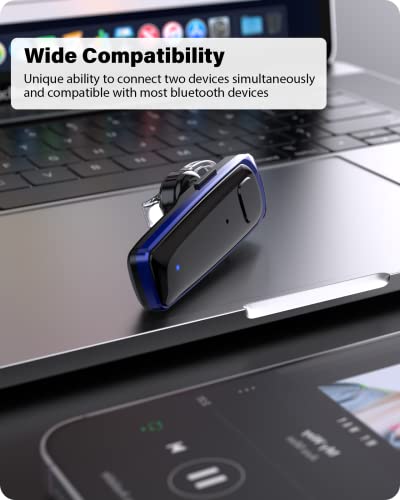 ADADPU Bluetooth Headset - V5.0 Wireless Handsfree Earpiece Built-in Dual Mic Noise Cancelling, 10 Days Standby 16Hrs HD Talktime Ultralight Headset for iPhone Android Samsung Laptop(Blue) - color: Blue