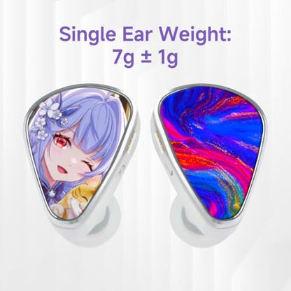 CVJ Jemine Wired IEM Earbuds for Gaming/Music, Deep Bass in Ear Monitors | Anime Ear Buds, 1DD+1BA Hybrid Driver, 3.5mm jack, Detachable 4.1ft Cable for PC/Phone/Laptop/Switch/Xbox/Ps5, No Mic - color: Jemine Character, style: no Mic