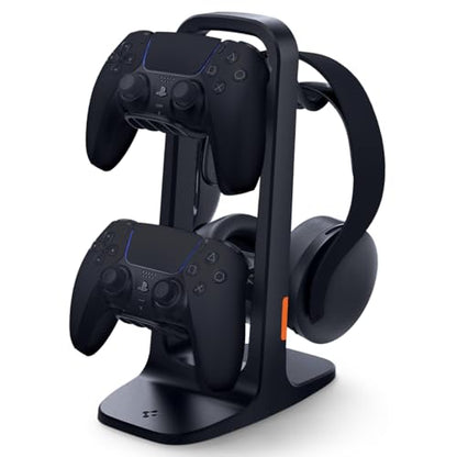 Spigen Gaming Controller and Headset Stand for PlayStation, Xbox, Nintendo Switch 2, Razer, Gaming Headphones and Headsets, Universal Desk Stand Mount, 2 Tiers with Storage Cable Organizer - Black