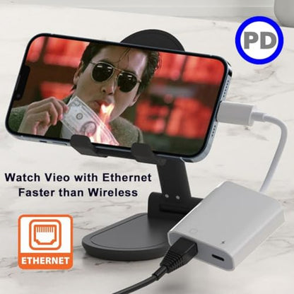 chenyang 2 in 1 USB C to RJ45 100Mbps Networking Adapter with PD 24W Charge for Laptop Tablet Phone - style: RJ45 2-in-1