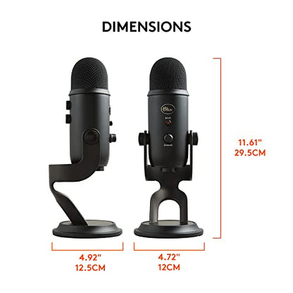 Logitech Creators Blue Yeti USB Microphone for PC, Mac, Gaming, Recording, Streaming, Podcasting, Studio and Computer Condenser Mic with Blue VO!CE effects, 4 Pickup Patterns, Plug and Play - Blackout | VO!CE effects, 4 pickup patterns, plug-and-play oper