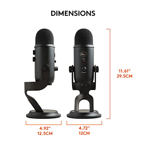 Logitech Creators Blue Yeti USB Microphone for PC, Mac, Gaming, Recording, Streaming, Podcasting, Studio and Computer Condenser Mic with Blue VO!CE effects, 4 Pickup Patterns, Plug and Play - Blackout | VO!CE effects, 4 pickup patterns, plug-and-play oper