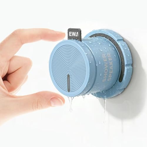 EWA Shower Speaker, Magnetic Portable Bluetooth Speaker with Phone Stand,Metal Portable Wireless Mini Speakers Waterproof with Rotary Control,for Bathroom Gym Home, Birthday Gifts (Blue) - color: Blue