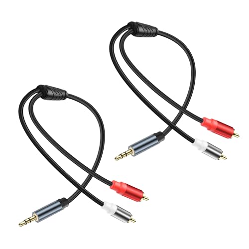 3.5mm to 2 RCA Audio Cable 1/8 to Dual RCA Adapter Audio Y Splitter Cable Gold Plated Plug 3.5mm Male Jack to 2 RCA Male Stereo Audio Cable for Tablet Laptop Headset 0.98FT(2pcs) - style: 3.5 male