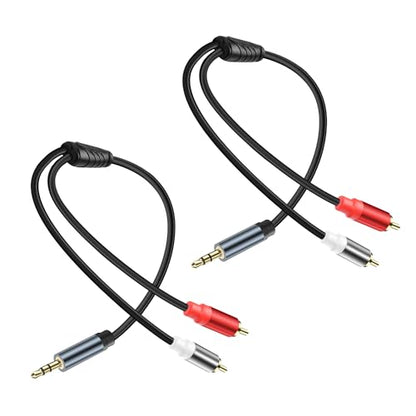 3.5mm to 2 RCA Audio Cable 1/8 to Dual RCA Adapter Audio Y Splitter Cable Gold Plated Plug 3.5mm Male Jack to 2 RCA Male Stereo Audio Cable for Tablet Laptop Headset 0.98FT(2pcs) - style: 3.5 male