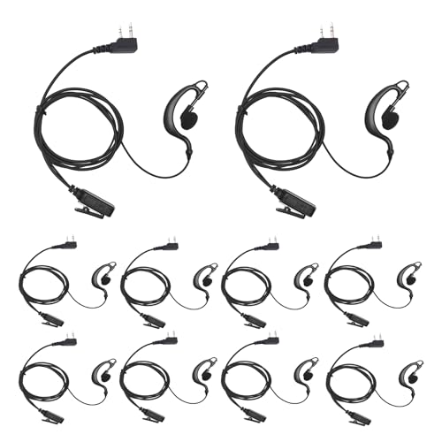 Earpiece Surveillance Kit Compatible with BaoFeng, BTECH, Kenwood, Pxton Walkie Talkie with PTT Mic Headset Accessories (G-Shaped*10) - style: G-shaped*10
