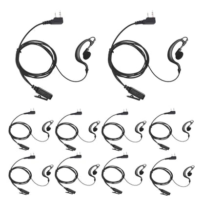 Earpiece Surveillance Kit Compatible with BaoFeng, BTECH, Kenwood, Pxton Walkie Talkie with PTT Mic Headset Accessories (G-Shaped*10) - style: G-shaped*10