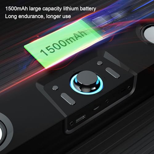Zunate Bluetooth Soundbar for PC/Laptop - HiFi Gaming Speaker with USB, AUX, Built-in Subwoofer, FM Radio & Alarm Clock (Black) - color: Black