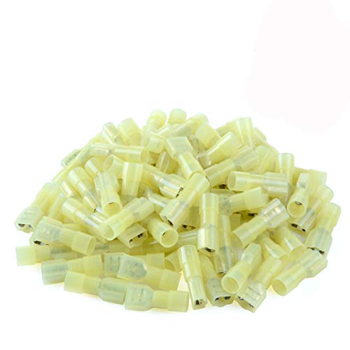 500 Pcs XHF Yellow Nylon Female Spade Connectors 12-10 AWG Quick Disconnect Wire Terminals Insulated Wire Crimp Connectors - size: Female Yellow 500PCS