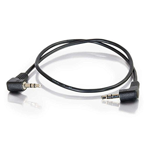 Legrand - C2G Velocity 3.5mm Right Angle Stereo Audio Extension Cable, Male to Male Auxiliary Cable, Black Auxillary Port Extension Cable, 1.5 Feet, 1 Count, C2G 40582