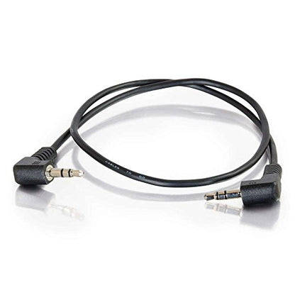 Legrand - C2G Velocity 3.5mm Right Angle Stereo Audio Extension Cable, Male to Male Auxiliary Cable, Black Auxillary Port Extension Cable, 1.5 Feet, 1 Count, C2G 40582