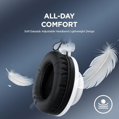 Rampage RM-K1 Pulsar 7.1 Virtual Surround Sound RGB Gaming Headset – 50mm Drivers, Flexible Microphone, Noise Isolation, Comfortable Over-Ear Design – USB Wired (White) - color: White