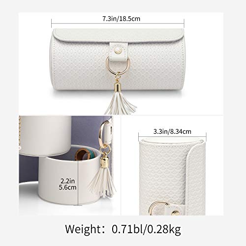 Vlando Valentine Day Gift for Wome, Travle Jewelry Organizer, Bridal Shower, Bridesmaid Gifts for Wedding Day, Bridesmaid Proposal Gifts, Travel Jewelry Case - White | Stepped Sections Compartments Keep Jewelry Visible, Soft Lining Protect Pieces, Snap Cl