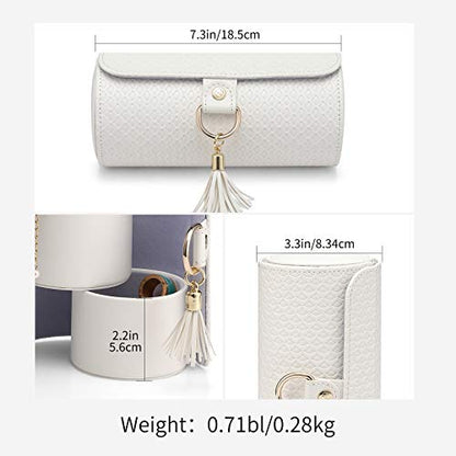 Vlando Valentine Day Gift for Wome, Travle Jewelry Organizer, Bridal Shower, Bridesmaid Gifts for Wedding Day, Bridesmaid Proposal Gifts, Travel Jewelry Case - White | Stepped Sections Compartments Keep Jewelry Visible, Soft Lining Protect Pieces, Snap Cl