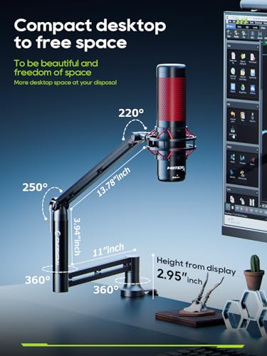 CACENCAN M05 Boom Arm, 360° Rotatable Microphone Stand with Desk Mount, Foldable Desk Mic Arm with 3/8'' to 5/8'' Screw Adapter, Microphone Arm for Live Streaming, Gaming, Podcasting, Radio - color: Mic Black
