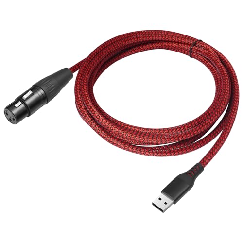 10FT XLR to USB Recording Cable,XLR Female to USB A Microphone Link Converter Cable for Microphones or Karaoke Recording