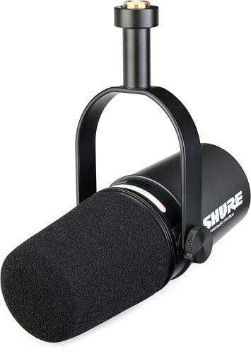 Shure MV7i Smart Microphone with Built-in Audio Interface and Deluxe Articulating Desktop Mic Boom Stand - Podcast Mic with 2 Channels, XLR and 1/4", USB-C for Mac/PC/Phone, and Advanced DSP Features