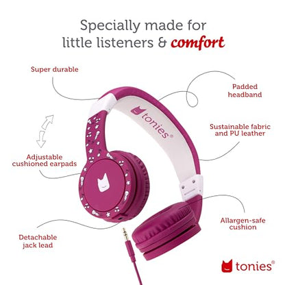 Tonies Foldable Wired Headphones for Kids - Comfortably Designed to fit On-Ear - Works with Toniebox 1 and All 3.5mm Devices - Purple - color: Purple