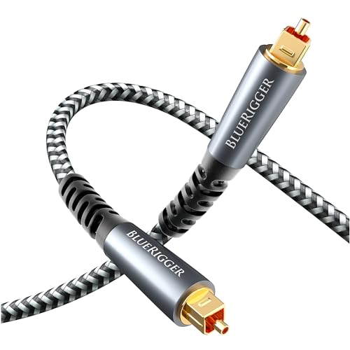 BlueRigger Digital Optical Audio Cable (6FT, Toslink Cable for Soundbar, Braided Fiber Optic, S/PDIF, Metal Shell) - Compatible with HomeTheatre, TV, Game Console (PS4, Xbox), DVR - size: 6FT, style: Braided Toslink