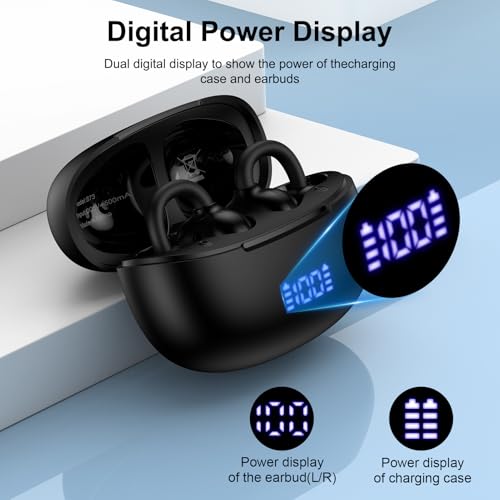 Clip On Pixel Earbuds Wireless Open Ear Headphones for Google Pixel 10a,10 | Pro XL/Fold,10Pro,10,9a,9 Pro XL/Fold,9Pro,9,8a,8Pro,8,7a,7Pro,7,6,5a,5,4a,4XL,Sports Open Ear Buds Clip on Wireless Earbuds - color: Pure Black