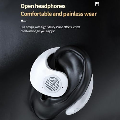 On-Ear Wireless Headset with Microphone Wireless Bluetooth Headphones with Digital Display Charging Case,Ultra-Comfort,Lightweight Design for Workout Driving Walking,White - color: White
