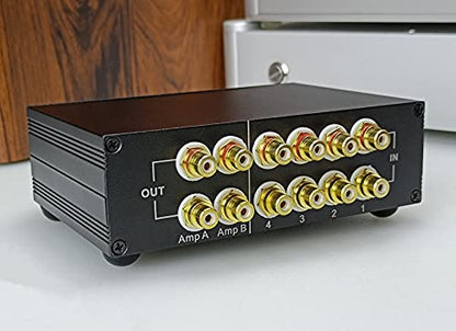 ST42 4 Way RCA Audio Switcher, Stereo Audio Switch Selector Box | 4 IN 2 OUT you quickly sw between 4 audio sources in or compare 2 AMPs, avoiding frequent cable changes，Bi-Direction passive - color: 4-WAY RCA Switch(4 IN 2 OUT)-Standard version