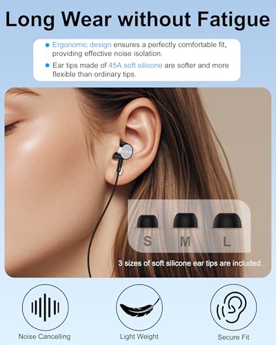 Wired Earbuds Lightning Connector for iPhone 14/13, in-Ear Wired Headphones | Lightning Earbuds Wired with Mic & Volume Control, Hi-Fi Stereo Apple Lightning Wired Earphones Headphones Cord for iPad iPod