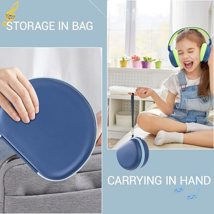 Hard Kid Headphone Case for ICLEVER BTH12/BTH26/HS19,Acer Kids,JoySpark | Also for EarFun k1 K2/AILIHEN C8/Candy Bila/Botesty Sound Kid Foldable Headphone, Hard Shell EVA,Handle Strap,Mesh Pocket - color: BLUE