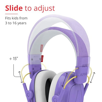 Alpine Muffy Kids Ear Muffs for Kids Ear Protection | 3-16 Years | Autism Sensory Products | 22dB Sound Reduction | Kids Noise Cancelling Ear Muffs | Noise Reduction Headphones for Kids - color: Purple