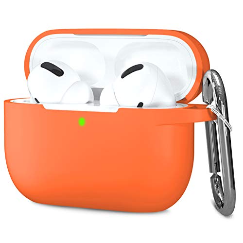 Hamile Compatible with AirPods Pro Case Protective Silicone Airpod Case Shockproof Cover Skin for Airpod Pro 2019 Charging Case, with Keychain, Orange - color: Orange