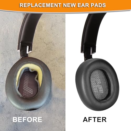 Defean Earpads for JBL E65/Live 650BTNC/660NC Headphones (Black) | Also for JBL E65/ Duet NC/Live 660/770 /780BTNC,Replacement Ear Cushions with Softer Leather, Noise Isolation Foam - color: Black
