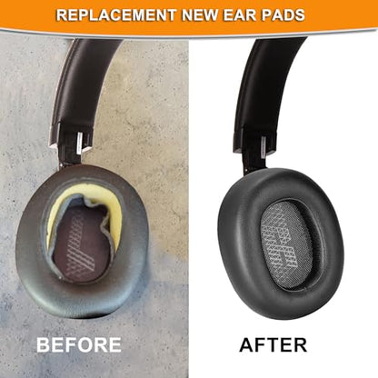 Defean Earpads for JBL E65/Live 650BTNC/660NC Headphones (Black) | Also for JBL E65/ Duet NC/Live 660/770 /780BTNC,Replacement Ear Cushions with Softer Leather, Noise Isolation Foam - color: Black