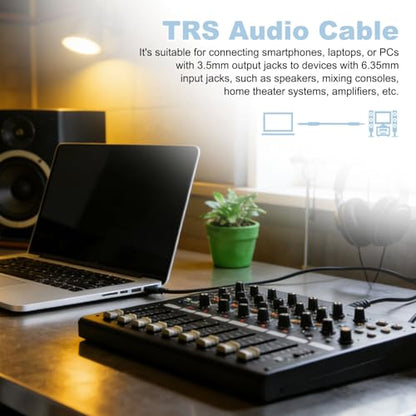 MECCANIXITY 1/4" TS to 1/8" TRS Audio Cable 2FT 6mm Stereo Cable Black - size: 2FT, 6mm Dia