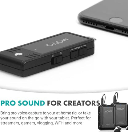 Movo WMX-1-UL-DUO Wireless Lavalier Microphone for Computer, Smartphones, and Tablets- Wireless USB & USB-C Receiver, Transmitter, and Omnidirectional Lav Mic - style: 2 Transmitters