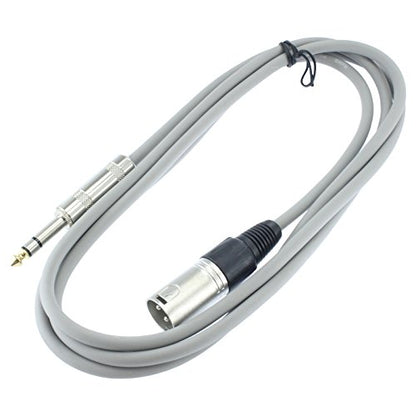 1/4" TRS to 3 Pin XLR Male Pro Audio Patch Cable Balanced and Shielded (6 Foot Feet ft Long, Gray) - color: Gray, size: 6 ft long