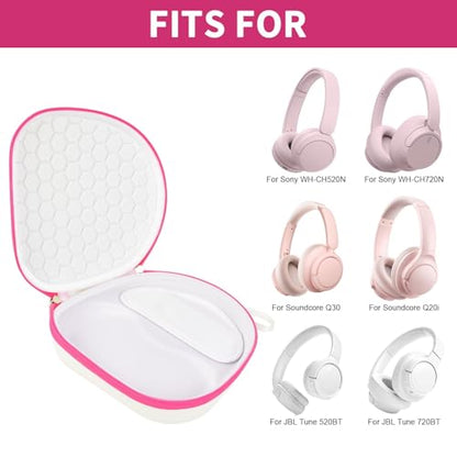 PAIYULE Headphone Case for Sony WH-CH720N 520, for JBL Tune 720BT, Bright Pink - color: Bright Pink