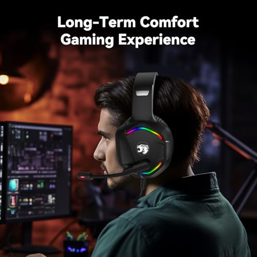 IMYB A36 Gaming Headset with Mic Stereo Headphones for Pc, PS5, Xbox | RGB Wired Over-Ear Noise Cancelling for Xbox Series X/S, PS4, Nintendo Switch, Computer, Laptop, Mac - color: Red