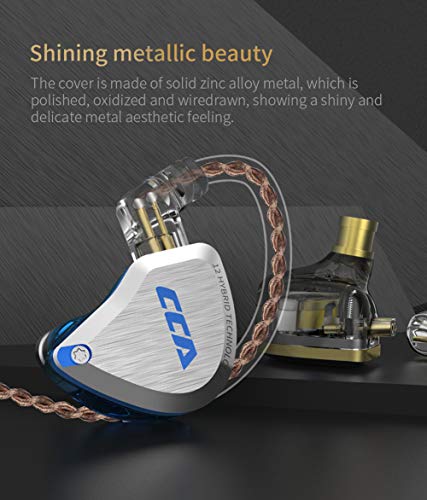 CCA C12 5BA+1DD Hybrid in-Ear Earphones, Amber Gold | HiFi Musician Monitor IEM, Detachable 2-Pin Cable, Noise-Isolating Earbuds, Zinc Alloy, Gaming Headset, 7-40000Hz - color: Amber Gold, size: Without MIC